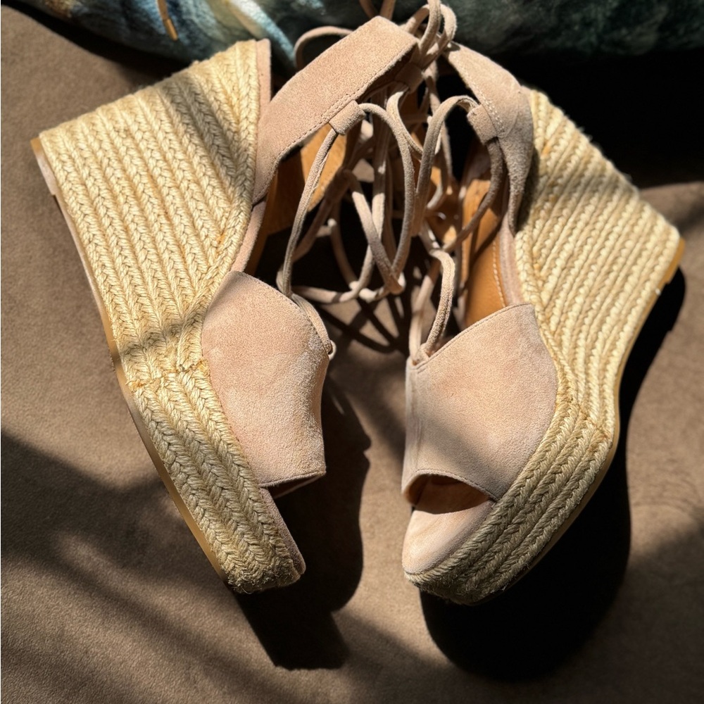 Coach Tan Espadrille Wedge Shoes with Ankle Strap - Picture 4 of 7
